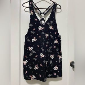 Black floral overall mini dress H&M